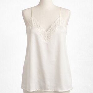 Halogen Ivory White Lace Camisole Tank Top XL Layering Fairy Whimsy Romantic Y2K